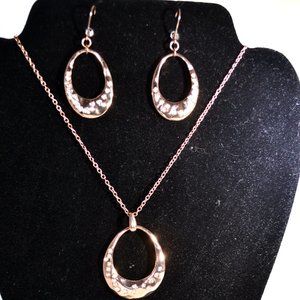 Rose Goldtone Necklace and Earrings